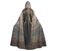 UYHhgqw The Elephant On The Grassland - Costume da strega di Halloween, mantello con cappuccio per uomo e donna, costume horror horror per Halloween