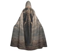 UYHhgqw The Elephant On The Grassland - Costume da strega di Halloween, mantello con cappuccio per uomo e donna, costume horror horror per Halloween
