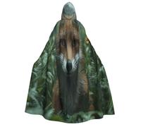 UYHhgqw The Fox In The Grass - Costume da strega di Halloween, mantello con cappuccio da uomo e donna, horror horror per Halloween