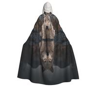 UYHhgqw The Wolf By The River Costume da strega di Halloween, mantello con cappuccio per uomo e donna, costume horror horror per Halloween, costume cosplay