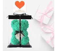 UYKJKWRT orso rosa fatto a mano orsacchiotto fiore orso rosa orsacchiotto - regalo per la festa della mamma, regalo per lei, regali di amici, regali per le donne 10 pollici (T Blue)