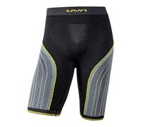 UYN Alpha Pantaloncini da Running Uomo Pantalone, Uomo, Charcoal/Pearl Grey/Yellow, L