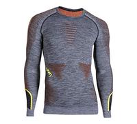 UYN Man Ambityon UW Shirt LG_SL. Melange Ambityon Maglia Intima Manica Lunga da Uomo Melange, Uomo, Black Melange/Orange/Yellow, S/M