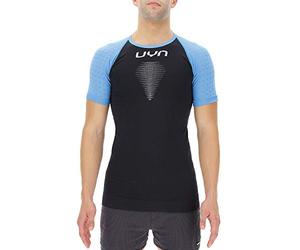 UYN Man Marathon OW Shirt Sh SL VISYON Maglia da Running a Maniche Corte da Uomo, Blackboard/Swedish Blue/White, L-XL