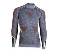 UYN Man UW Shirt LG_SL Turtleneck, Ambityon Maglia Intima Dolcevita Manica Lunga da Uomo, Black Melange/Orange/Yellow, L/XL