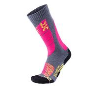 UYN Wintersports Calze Tecniche Da Sci, Adulto, Grigio (Medium Grey Melange/Pink), 41/42
