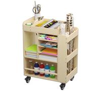 uyoyous Carro de arte Madera rodante, Organizador de suministros de artes y artesanías, Artesanías de gabinete de almacenamiento multifuncional