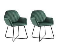 UYPTERF Sedie da pranzo in velluto verde con braccioli, 2 pezzi | rivestimento in velluto verde, gambe in acciaio verniciato a polvere, forma ergonomica, massimo 110 kg per seduta