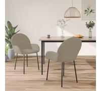 UYPTERF Sedie per sala da pranzo, 2 pezzi, velluto grigio chiaro | telaio in metallo e compensato, imbottitura in schiuma, braccioli e schienale ergonomici, massimo 110 kg per seduta