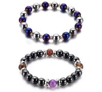 UYRVAPE 2 pezzi Braccialetto magnetico unisex in ematite per la perdita di peso, dimagrante, anti-fatica, per la cura della salute, da uomo e da donna, Pietra, Agata