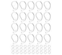 UYRVAPE 20pcs Chiuse Ganci per Orecchini Sterline Argento Anallergici Chiusura Orecchino con Leva 16x10 mm e 30 pcs Anelli Aperti Salto per Creazione di Gioielli Fai da Te Bigiotteria