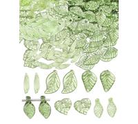 UYRVAPE 300 PCS ciondoli trasparenti a forma di foglia, in acrilico trasparente, verde, tappi per perline floreali per la creazione di gioielli, bracciali, collane, orecchini, Portachiavi