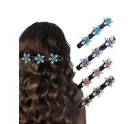 UYRVAPE 4pcs Fermagli per capelli intrecciati con cristalli scintillanti, Stella Fasce per Capelli, Mollette per Capelli Intrecciati Capelli Donna Crystal Fermaglio Capelli, Fermaglio a Becco D'Anatra