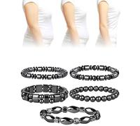 UYRVAPE 5 pezzi Bracciale in Ematite per Uomo Donna Bracciali in Guarigione Reiki Bracciale con Energia Magnetica Tiger Eye Therapy