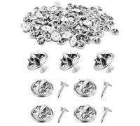 UYRVAPE 50 pezzi Frizione per Pin Farfalla,Chiusure a Farfalla,Farfalla Frizione con Vuoto,Butterfly Clutch Tie Tacks per Artigianato e Gioielli Making (Argento)