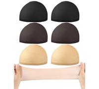 UYRVAPE 6pcs Calotte per Parrucche - Parrucca Tappi Unisex Copricapo Elastici a Rete Calza Tappi Parrucca Hairnet Cap Protezione Della Parrucca Cap Retina per Capelli Beige/Nero/Marrone