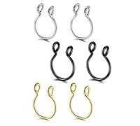 UYRVAPE 6pcs Falsi Naso Trafitto Anelli, Anelli da naso piercing finti, in acciaio inossidabile, piercing al diaframma finto non piercing all'orecchio piercing al labbro per donna uomo, 3 colori