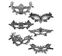 UYRVAPE 6pcs Maschera Pizzo Nera, Mascherata Veneziana Donna Pizzo, Maschera Mezzo Viso, Mascherina Maschera Occhi da Ballo per Donna Uomo Carnevale Halloween Festa