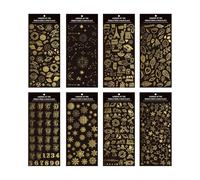 UYRVAPE 8 Fogli Adesivi Scrapbooking Decorativo Adesivi Glitter Adesivi Dorati con Motivi Diversi per Artigianato Decorativo Adesivi Laser per Arti Fai da Te, Diario, Scrapbook, Laptop, Cellulare