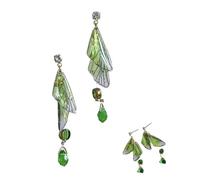 UYRVAPE Orecchini a forma di ali di farfalla, lunghi, da fiaba, verde orecchini da sposa, fantasia, accessori da donna ali di Farfalla di Insetti Orecchini Asimmetrici Ragazze delle Signore