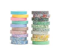 UYRVAPE Vendemmia Washi Tape Set Magrissimo Retrò Nastro Adesivo Decorativo per giornali, decorazioni fai da te, diari, pianificatori, album di ritagli, confezioni, Floreale(20 Rotoli)