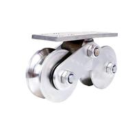 UYSSJTGAZ Puleggia a Doppia Ruota, Tipo U, Rullo direzionale in Acciaio Inossidabile, Cuscinetto ad Alto carico, Larghezza scanalatura 22 mm, for rotaia in Fune, Porta Scorrevole, Industria Meccanica