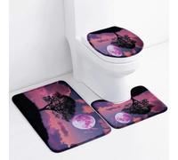 UYSSJTGAZ Set di tappetini da Bagno, 3 Pezzi, Motivo: Albero Arancione, e WC, Antiscivolo, Lavabili, in Memory Foam, assorbenti, copriwater, Facili Pulire, 50x80 cm((45x75cm))