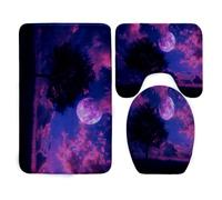 UYSSJTGAZ Set di tappetini da Bagno 3 Pezzi Viola e Nero Albero Set WC Antiscivolo Lavabili in Memory Foam assorbenti copriwater Facile Mantenere 50x80 cm((50x80cm))