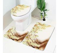 UYSSJTGAZ Set di tappetini for WC con Albero Giallo Verde for Bagno, 3 Pezzi, Antiscivolo, in Memory Foam, Lavabili, a Forma U, copriwater, Decorazione for, 45x75 cm((50x80cm))