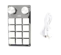 UYSTDMXKA Tastiera meccanica macro a una mano, tastierino programmabile a 12 tasti con manopola, mini tastiera gioco multifunzione fai-te per ufficio e laboratorio PC con connettore US (Nero Bianco)