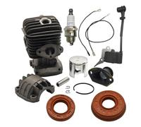 UYTGFO Adatto for 2500 25cc Bobina di accensione Filtro carburante Candela Guarnizione olio Kit Parte motosega Cilindro 34mm Pistone Motore Kit base coppa