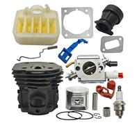 UYTGFO Adatto for motoseghe Husqvarna 353 351 350 346 346XP 345 340 Kit di sostituzione del collettore di aspirazione da 45 mm, cilindro, pistone, carburatore, filtro dell'aria