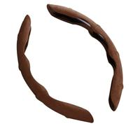 UYTKTN 2 Pezzi Coprivolante Auto per Volkswagen Taigo Tiguan CC Caddy, Segmentato Suède Traspirante Copertura Volante, Antiscivolo Durevole Protezione del Volante,B Brown