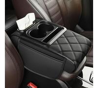 UYTKTN Copri Bracciolo Auto per Ford Everest/B Max/C Max/KA/Cougar 1999 2000 2001 2002 2003, Copertura Console Centrale Auto, Cuscino per Bracciolo Auto con 2 Tasche Portaoggetti,A Black