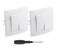UYUYong 2 Pezzi Interruttore Seriale a Parete 2-Fach Interruttore di Serie Interruttores a Pulsante da Muro 10 A 250 V Interruttori Luce da Muro Moderni per Scale Corridoio Letto da Camera (Bianco)