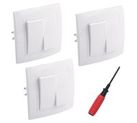 UYUYong 3 Pezzi 2-Fach Interruttore di Serie 10a 250v Interruttore a Pulsante da Muro con Penna a Vite per Scritte Nessuna Vite Doppio Interruttore per Scale Corridoio Camera da Letto (Bianco)