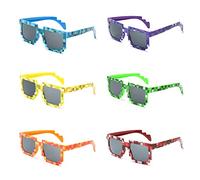 UYUYong 6 Paia Thug Life Occhiali da Sole Color Lunette Soleil Pixel Divertenti Occhiali da Festa Adulti Bambini Occhiali da Mosaico per Halloween Carnevale Cosplay Party - 6 Colori