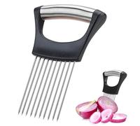 UYVPAER 1 Pezzi Ago Cipolla Acciaio, Forchetta Cipolla Acciaio Per Verdure Affettatrice Guida Supporto Aiuti Per Affettare Forchetta Sicura Utensili Da Cucina