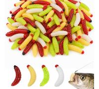 UYVPAER 80 Pezzi Esca Per Pesca (Tarlo Artificiale) 4 Colori (Bianco/Testa Rossa, Rosso/Nero, Giallo/Rosso, Beige/Rossa), Con Amo, Alta Attrazione
