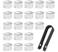 UYVPAER Bulloni Ruota 21 Mm Universali, Argento, Per Tutte Le Marche Di Auto, 20 Pz Tappi Copri Dado In Plastica 2,1 Cm Con Attrezzo Di Rimozione, Copertura Di Protezione Testa Della Vite Pn