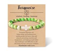 UYVPAER Cresima Battesimo Regalo Per Ragazzi, Bracciale A Croce Per Battesimo, Comunione, Cresima, Per Figlio, Fratello, Nipote, Figlioccio, Amico Di Mamma, Papà, Battesimi, Nonni(Verde)