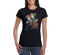 UZ Design T Shirt Occhi di Gatto Donna Bambino Maglietta Cartoni Animati Anni 80 90, Donna - L Plus