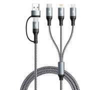 UZAHSK Multi Cavo di Ricarica, 3 in 2 Cavo USB Multiplo con Trasferimento Dati[3A 1,2M] Cavo di Ricarica Multiplo Nylon Intrecciato,USB A/C a Lightning/Tipo C/Micro per iPhone/Galaxy/Android/Tablet