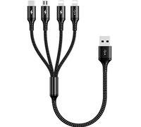 UZAHSK Multi Cavo di Ricarica, 4 in1 Multiplo Cavetto iP/Micro USB/Tipo C Nylon Intrecciato Cavo di Ricarica USB Per Telefono 14/13/12/11/X/8/7/Samsung/Huawei/Honor/Xiaomi/Nexus/Kindle/LG. (Nero)