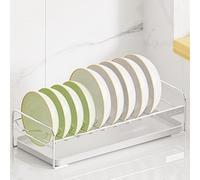 UZAMIRLEX Organizer per Piatti da Cucina, Scolapiatti monostrato in Acciaio Inossidabile Argento con Piatto, Griglie for Ciotole, Vassoio Estraibile(Bowl Racks)