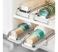 UZAMIRLEX Organizer per Piatti da Cucina, Scolapiatti sottolavello in Acciaio Inox, Dimensioni Multiple, Argento(Plate Rack,42CM)