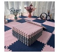 UZAMIRLEX Piastrelle di moquette soffice, Confezione da 10 piastrelle ad incastro for tappetino da gioco puzzle e sensoriale multicolore 30x30x1 cm(Rose+bleu Marine)