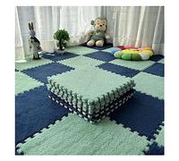 UZAMIRLEX Piastrelle di moquette soffice, Confezione da 10 piastrelle ad incastro for tappetino da gioco puzzle e sensoriale multicolore 30x30x1 cm(Vert Clair+bleu Marine)
