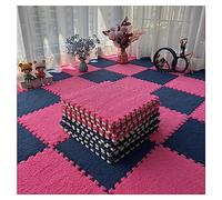 UZAMIRLEX Piastrelle di moquette soffice, Confezione da 10 piastrelle ad incastro for tappetino da gioco puzzle e sensoriale multicolore 30x30x1 cm(Rose Rouge+bleu Marine)