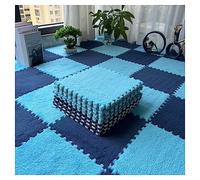 UZAMIRLEX Piastrelle di moquette soffice, Confezione da 10 piastrelle ad incastro for tappetino da gioco puzzle e sensoriale multicolore 30x30x1 cm(Bleu+bleu Marine)